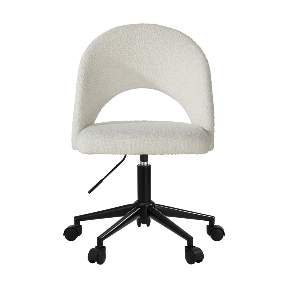 Oikiture High Back Hollow Armless Office Chair Boucle White &amp; Black-Office Chair-PEROZ Accessories