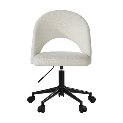 Oikiture High Back Hollow Armless Office Chair Boucle White &amp; Black-Office Chair-PEROZ Accessories