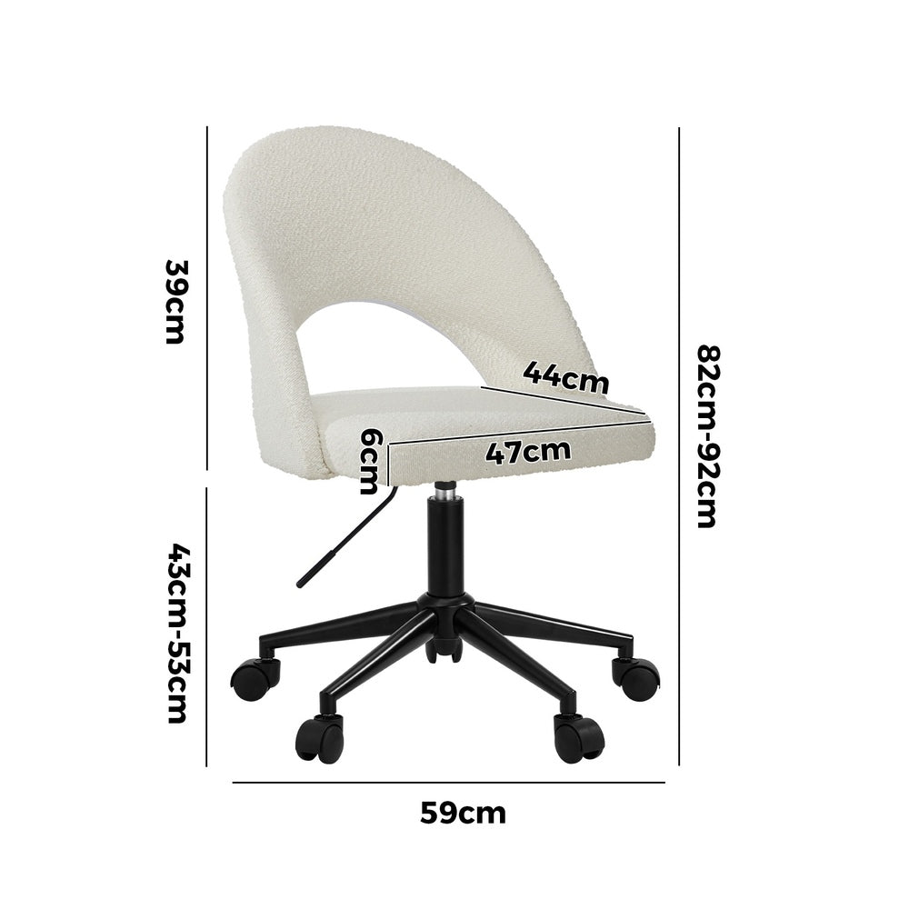 Oikiture High Back Hollow Armless Office Chair Boucle White &amp; Black-Office Chair-PEROZ Accessories