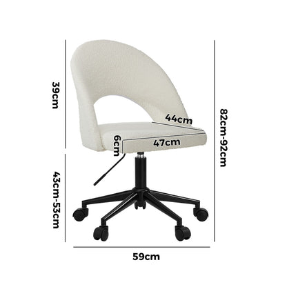 Oikiture High Back Hollow Armless Office Chair Boucle White &amp; Black-Office Chair-PEROZ Accessories