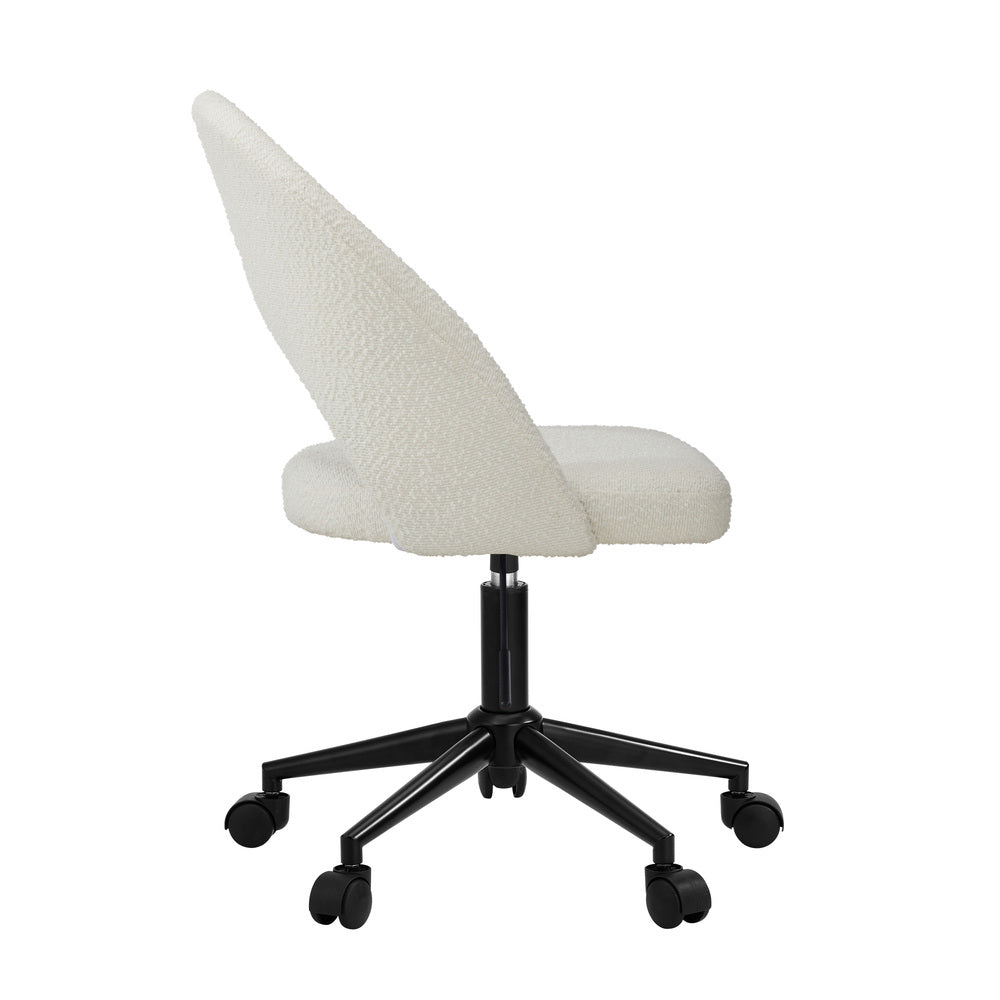 Oikiture High Back Hollow Armless Office Chair Boucle White &amp; Black-Office Chair-PEROZ Accessories