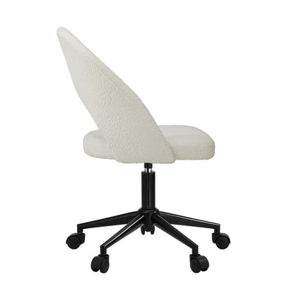 Oikiture High Back Hollow Armless Office Chair Boucle White &amp; Black-Office Chair-PEROZ Accessories