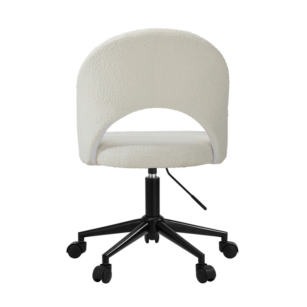 Oikiture High Back Hollow Armless Office Chair Boucle White &amp; Black-Office Chair-PEROZ Accessories