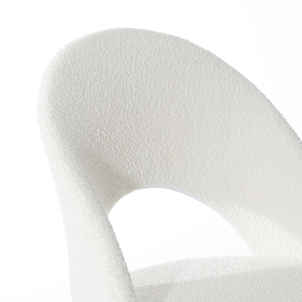 Oikiture High Back Hollow Armless Office Chair Boucle White &amp; Black-Office Chair-PEROZ Accessories