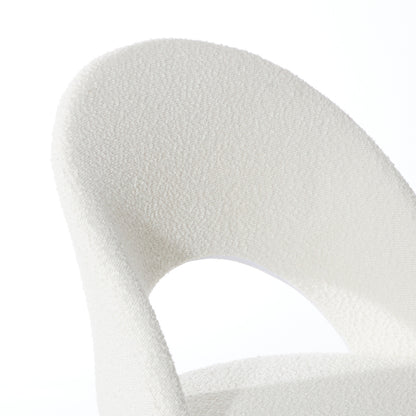 Oikiture High Back Hollow Armless Office Chair Boucle White &amp; Black-Office Chair-PEROZ Accessories