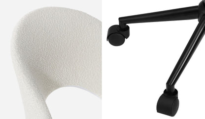 Oikiture High Back Hollow Armless Office Chair Boucle White &amp; Black-Office Chair-PEROZ Accessories