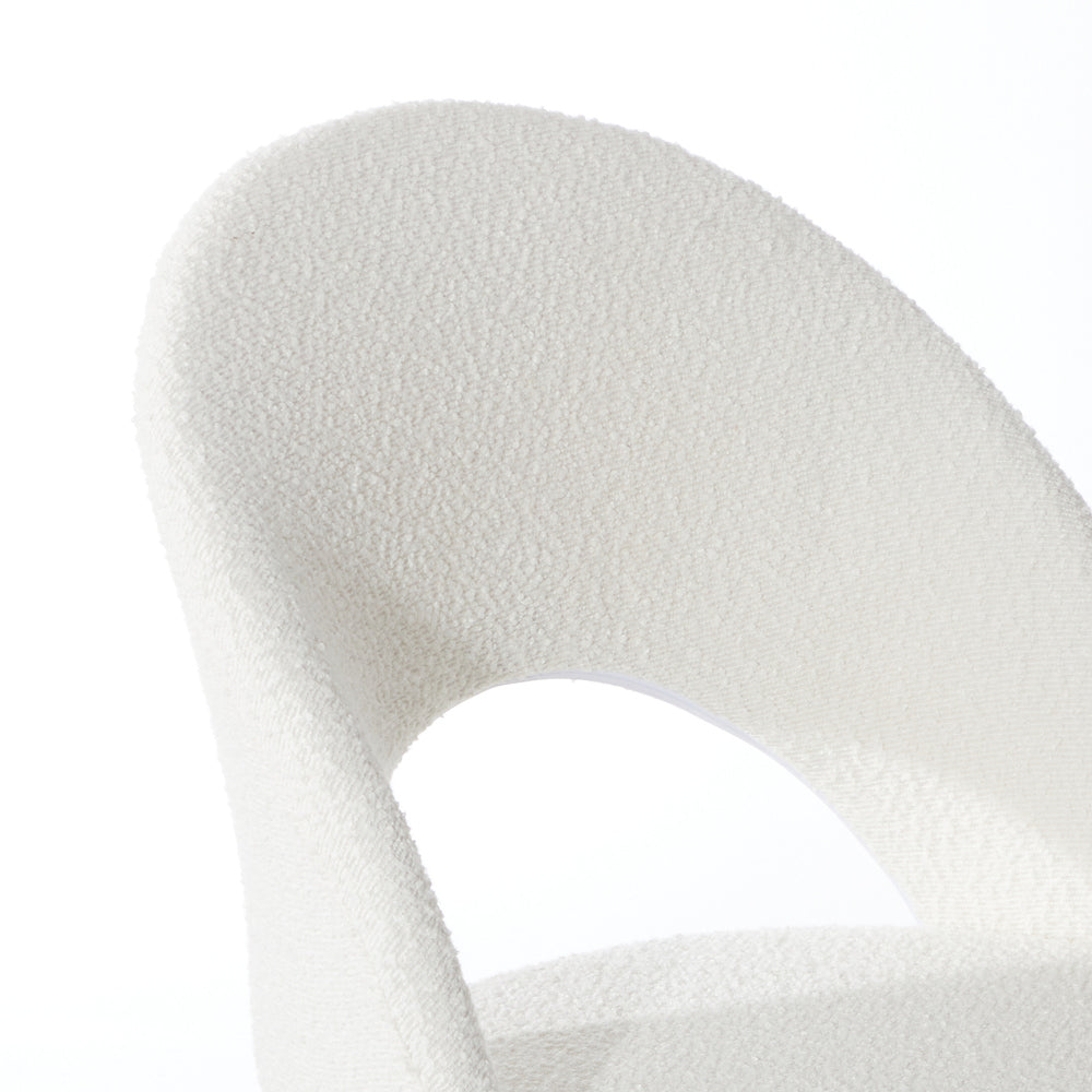 Oikiture Hollow Armless Home Office Chair Boucle White&amp;Gold-Office Chairs-PEROZ Accessories