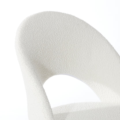 Oikiture Hollow Armless Home Office Chair Boucle White&amp;Gold-Office Chairs-PEROZ Accessories