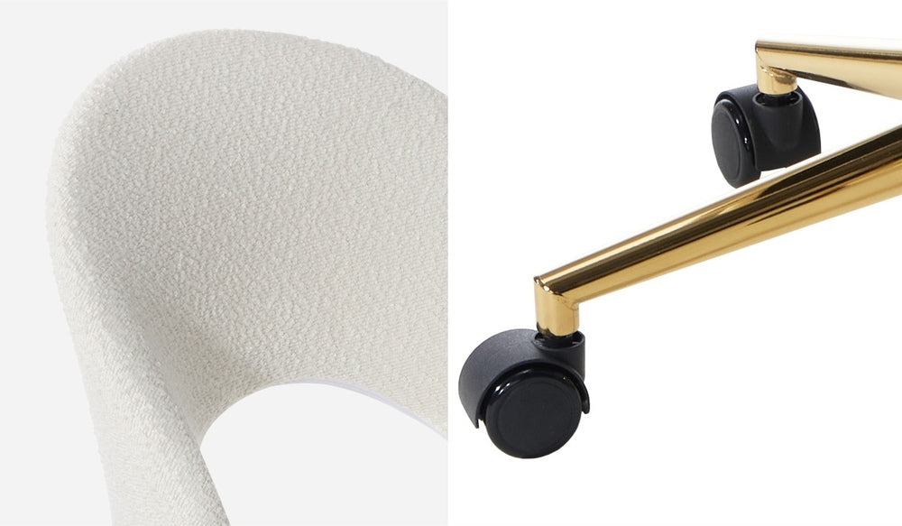 Oikiture Hollow Armless Home Office Chair Boucle White&amp;Gold-Office Chairs-PEROZ Accessories