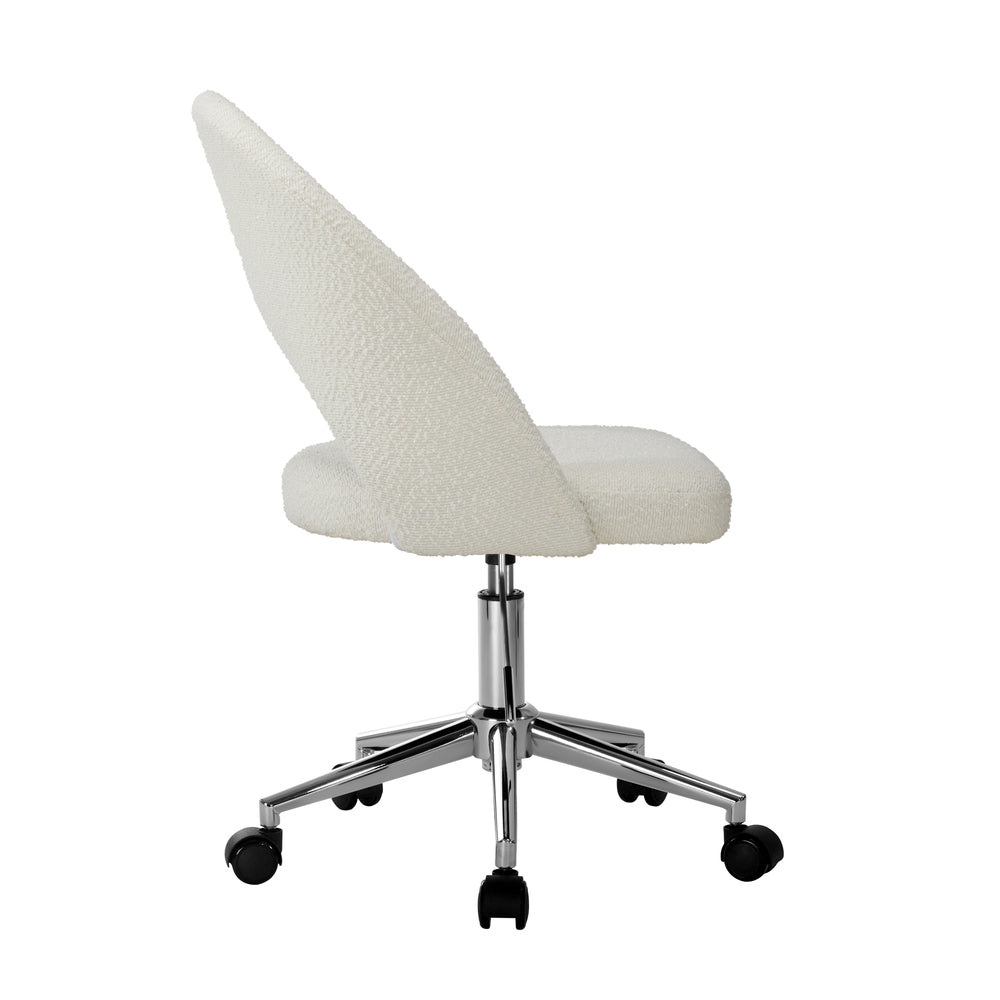 Oikiture Hollow Armless Home Office Chair Boucle White&amp;Silver-Office Chairs-PEROZ Accessories