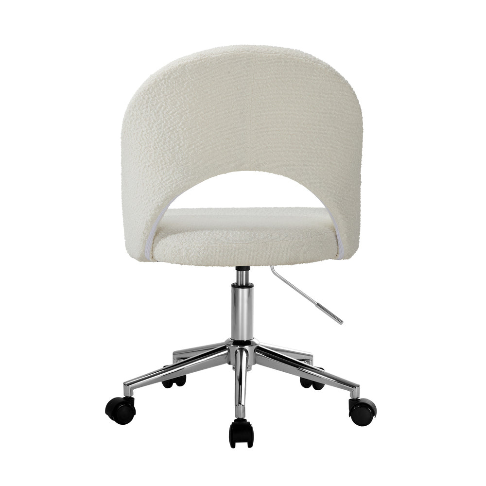 Oikiture Hollow Armless Home Office Chair Boucle White&amp;Silver-Office Chairs-PEROZ Accessories