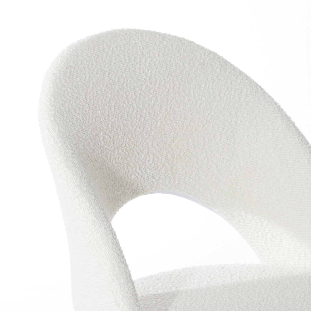 Oikiture Hollow Armless Home Office Chair Boucle White&amp;Silver-Office Chairs-PEROZ Accessories