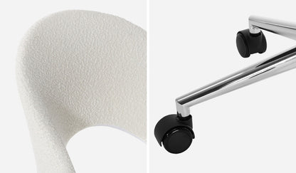 Oikiture Hollow Armless Home Office Chair Boucle White&amp;Silver-Office Chairs-PEROZ Accessories