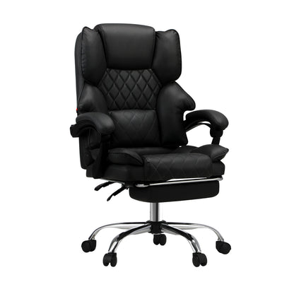Oikiture Massgae Office Chair Recliner Racing Computer Chairs PU Footrest Black-Massage Office Chair-PEROZ Accessories