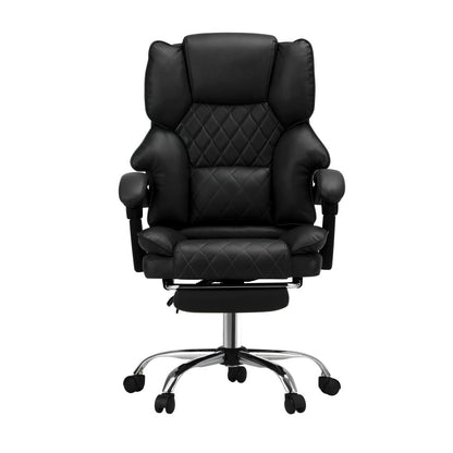 Oikiture Massgae Office Chair Recliner Racing Computer Chairs PU Footrest Black-Massage Office Chair-PEROZ Accessories