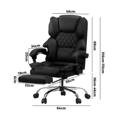 Oikiture Massgae Office Chair Recliner Racing Computer Chairs PU Footrest Black-Massage Office Chair-PEROZ Accessories