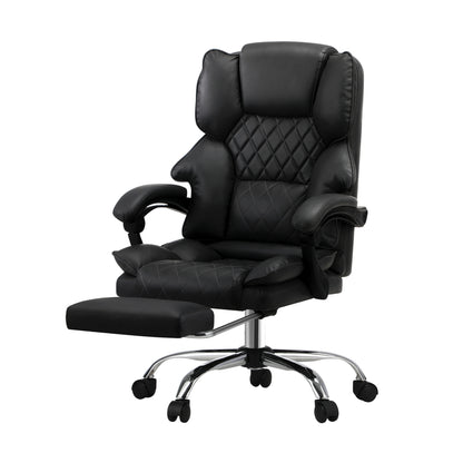 Oikiture Massgae Office Chair Recliner Racing Computer Chairs PU Footrest Black-Massage Office Chair-PEROZ Accessories
