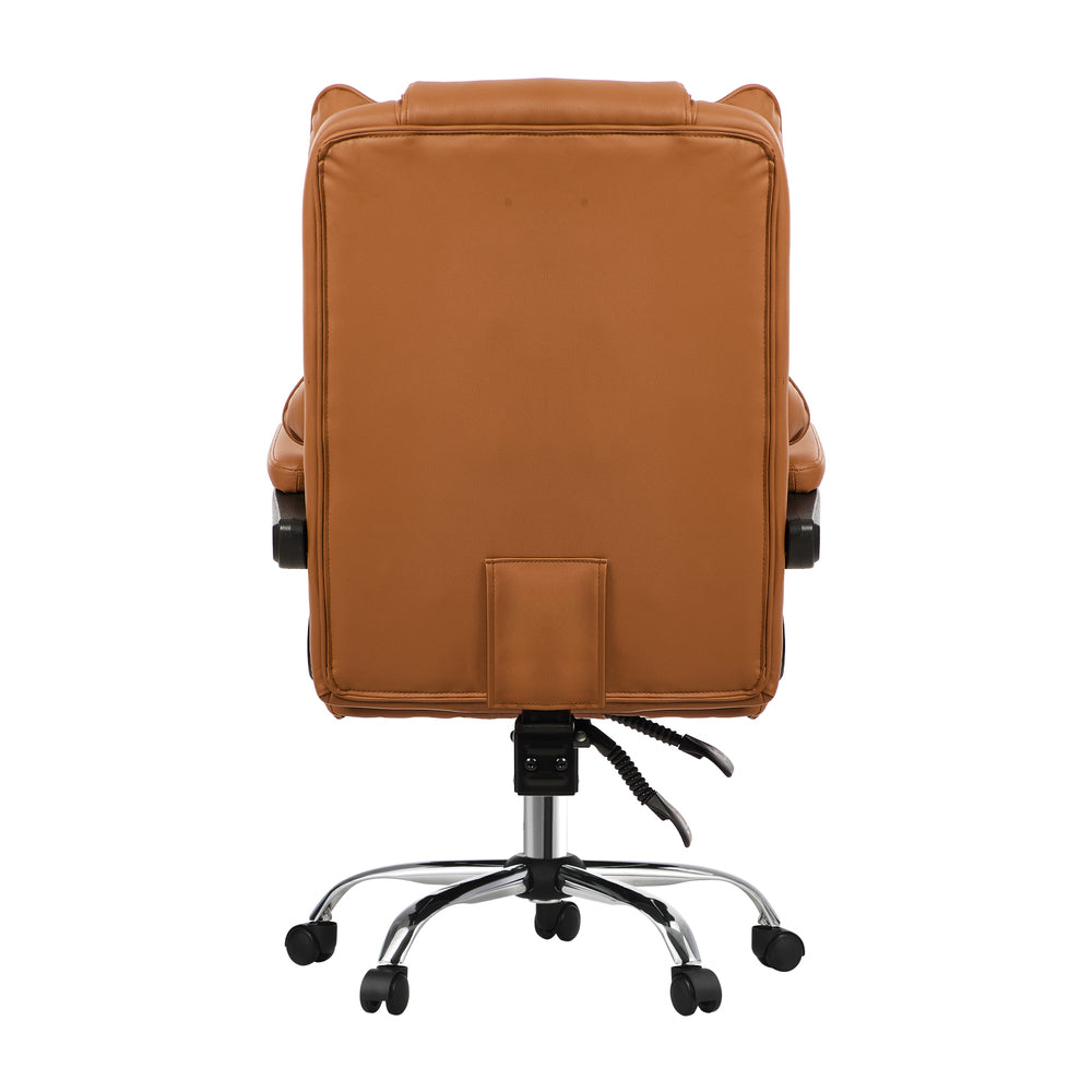 Oikiture Gaming Office Chair Massage PU Leather Adjustable Brown-Office Chair-PEROZ Accessories