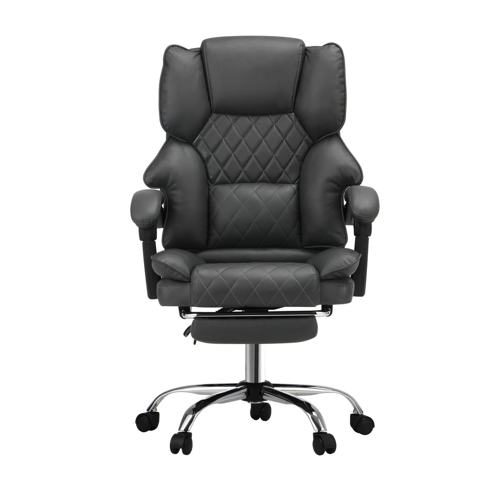 Oikiture Massgae Office Chair Recliner Racing Computer Chairs PU Footrest Grey-Massage Office Chair-PEROZ Accessories