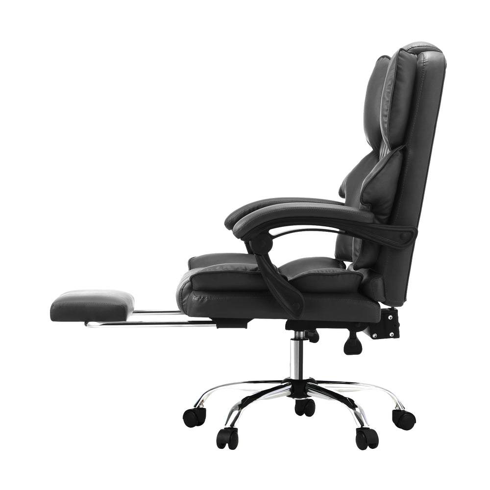Oikiture Massgae Office Chair Recliner Racing Computer Chairs PU Footrest Grey-Massage Office Chair-PEROZ Accessories