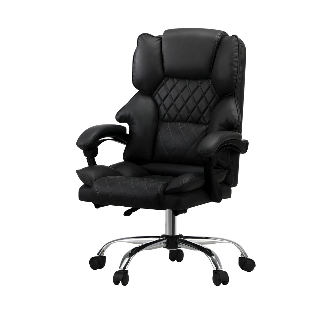 Oikiture Massgae Office Chair Computer Racer PU Leather Seat Recliner Black-Massage Office Chair-PEROZ Accessories