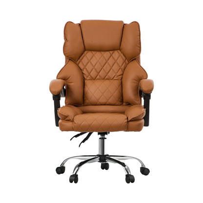 Oikiture Massage Office Chair Premium PU Leather Gaming Seat Brown-Office Chair-PEROZ Accessories