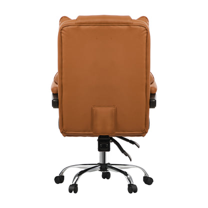 Oikiture Massage Office Chair Premium PU Leather Gaming Seat Brown-Office Chair-PEROZ Accessories