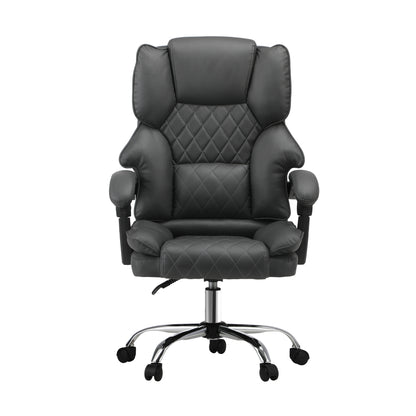 Oikiture Massgae Office Chair Computer Racer PU Leather Seat Recliner Grey-Massage Office Chair-PEROZ Accessories