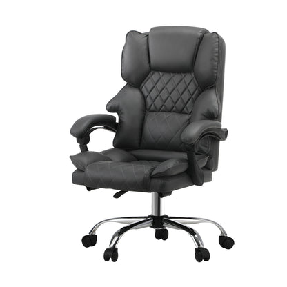Oikiture Massgae Office Chair Computer Racer PU Leather Seat Recliner Grey-Massage Office Chair-PEROZ Accessories