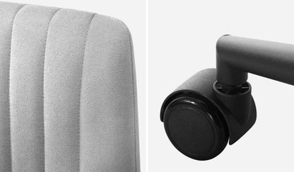 Oikiture Mid Back Office Chair Wide Seat with Wheels Linen Grey-Office Chairs-PEROZ Accessories