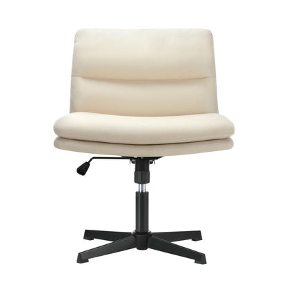 Oikiture Mid Back Armless Office Chair Wide Seat Linen Beige-Office Chairs-PEROZ Accessories
