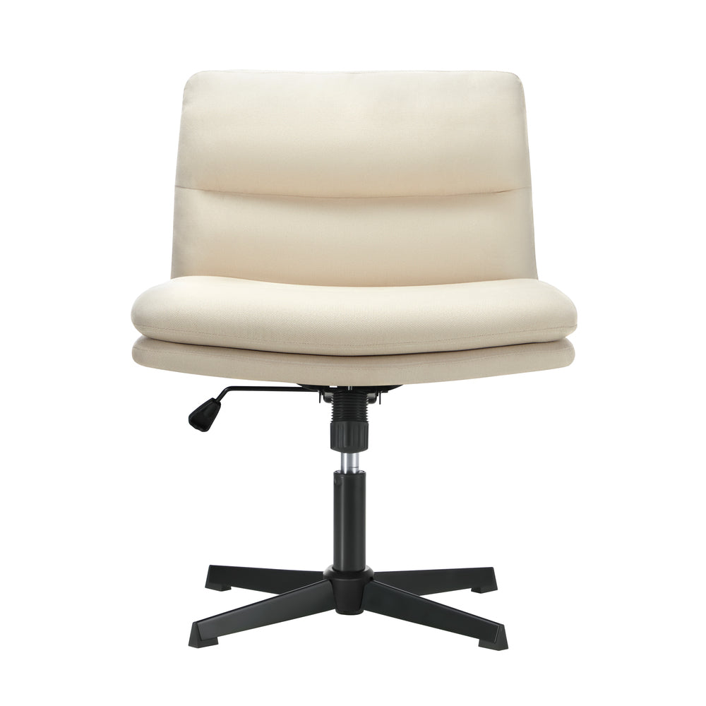 Oikiture Mid Back Armless Office Chair Wide Seat Linen Beige-Office Chairs-PEROZ Accessories