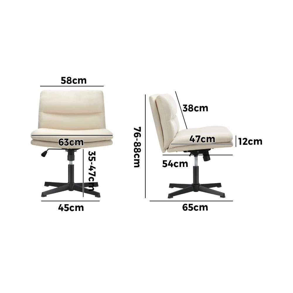 Oikiture Mid Back Armless Office Chair Wide Seat Linen Beige-Office Chairs-PEROZ Accessories