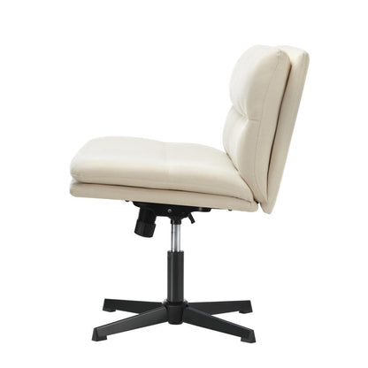 Oikiture Mid Back Armless Office Chair Wide Seat Linen Beige-Office Chairs-PEROZ Accessories