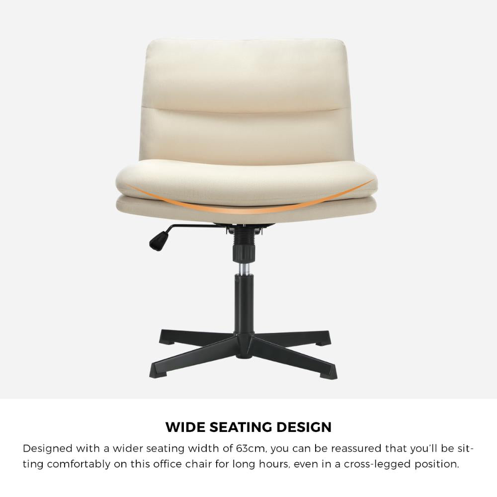 Oikiture Mid Back Armless Office Chair Wide Seat Linen Beige-Office Chairs-PEROZ Accessories