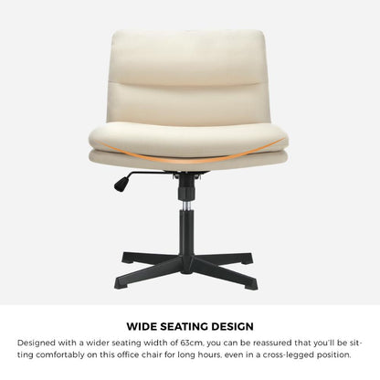 Oikiture Mid Back Armless Office Chair Wide Seat Linen Beige-Office Chairs-PEROZ Accessories