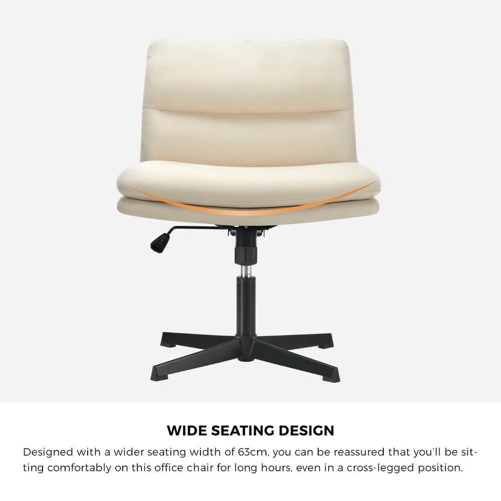 Oikiture Mid Back Armless Office Chair Wide Seat Linen Beige-Office Chairs-PEROZ Accessories