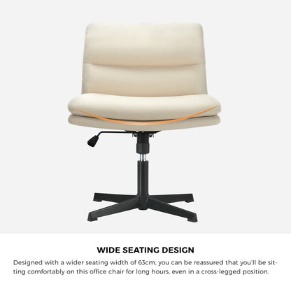 Oikiture Mid Back Armless Office Chair Wide Seat Linen Beige-Office Chairs-PEROZ Accessories