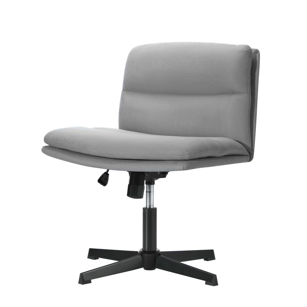 Oikiture Mid Back Armless Office Chair Wide Seat Linen Grey-Office Chairs-PEROZ Accessories