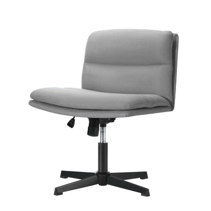 Oikiture Mid Back Armless Office Chair Wide Seat Linen Grey-Office Chairs-PEROZ Accessories