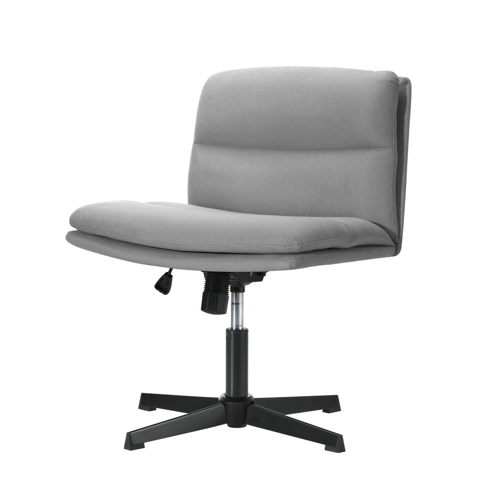Oikiture Mid Back Armless Office Chair Wide Seat Linen Grey-Office Chairs-PEROZ Accessories