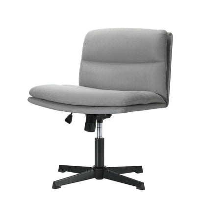 Oikiture Mid Back Armless Office Chair Wide Seat Linen Grey-Office Chairs-PEROZ Accessories