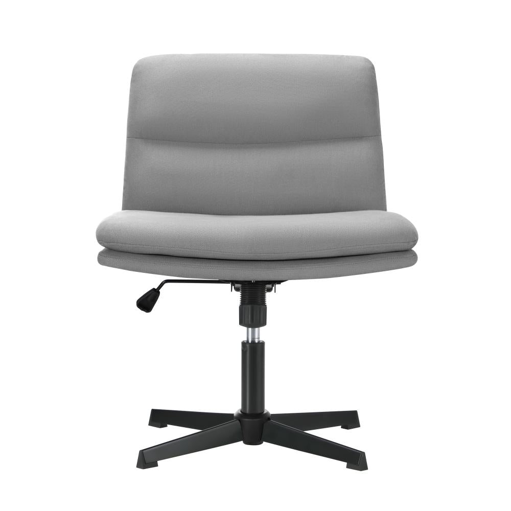 Oikiture Mid Back Armless Office Chair Wide Seat Linen Grey-Office Chairs-PEROZ Accessories