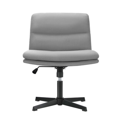 Oikiture Mid Back Armless Office Chair Wide Seat Linen Grey-Office Chairs-PEROZ Accessories