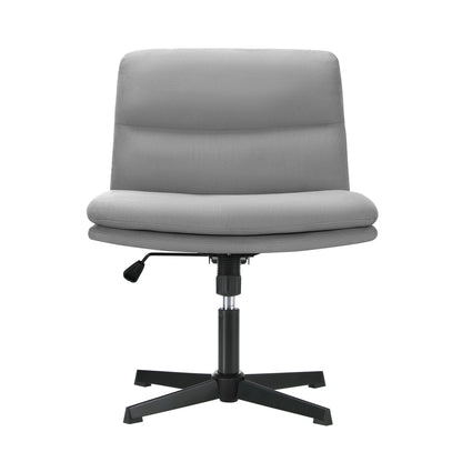 Oikiture Mid Back Armless Office Chair Wide Seat Linen Grey-Office Chairs-PEROZ Accessories
