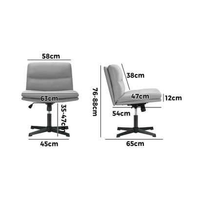 Oikiture Mid Back Armless Office Chair Wide Seat Linen Grey-Office Chairs-PEROZ Accessories