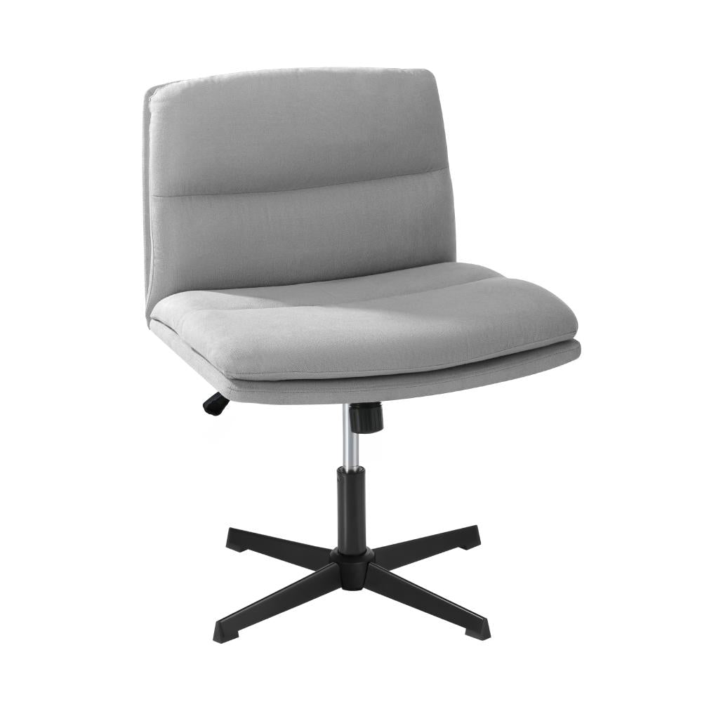 Oikiture Mid Back Armless Office Chair Wide Seat Linen Grey-Office Chairs-PEROZ Accessories