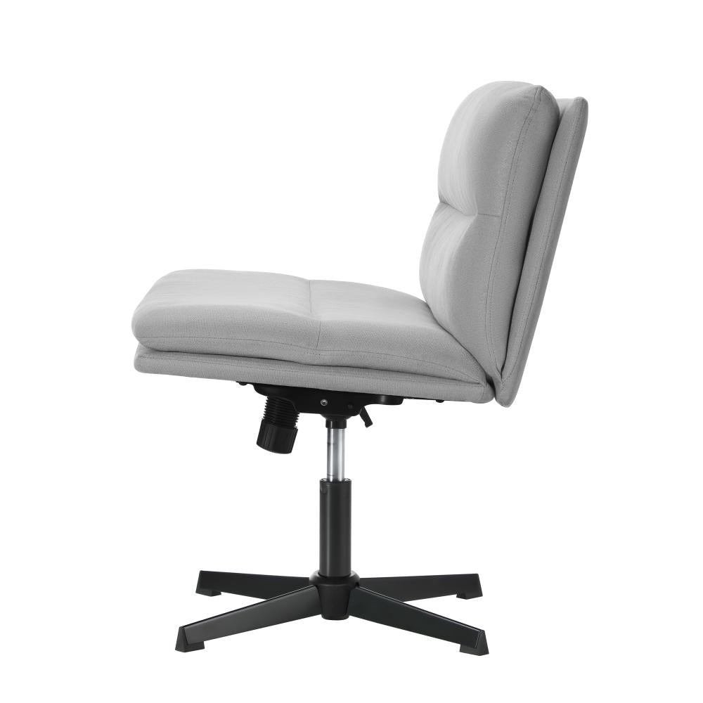 Oikiture Mid Back Armless Office Chair Wide Seat Linen Grey-Office Chairs-PEROZ Accessories