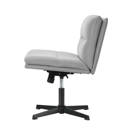 Oikiture Mid Back Armless Office Chair Wide Seat Linen Grey-Office Chairs-PEROZ Accessories