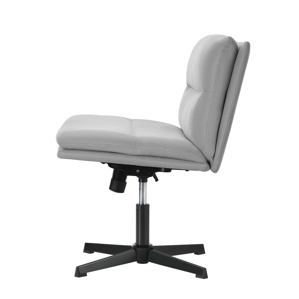 Oikiture Mid Back Armless Office Chair Wide Seat Linen Grey-Office Chairs-PEROZ Accessories